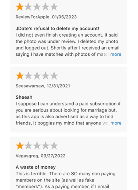 Jdate Reviews from App Store