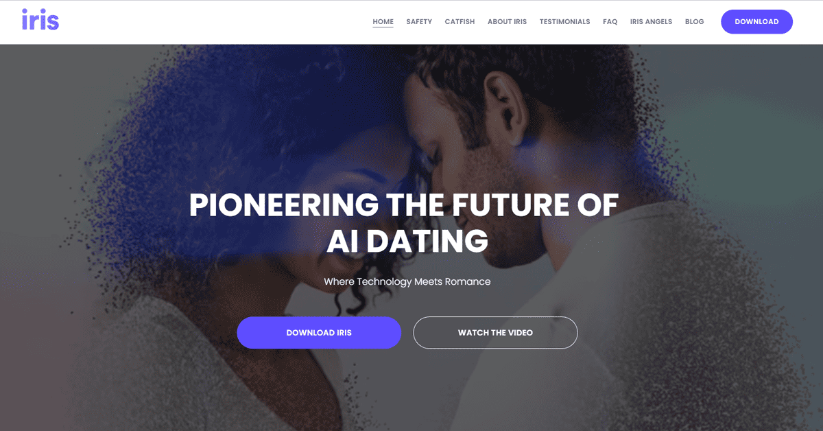 Iris Dating Homepage Screenshot
