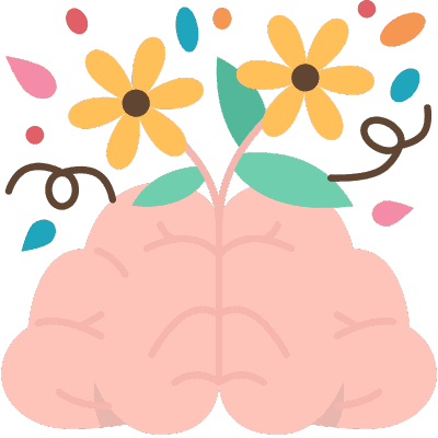brain with flowers coming out of it