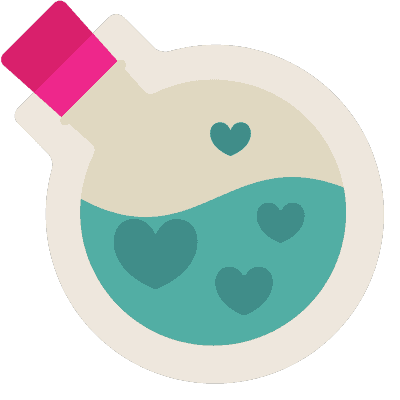 bottle of liquid with hearts