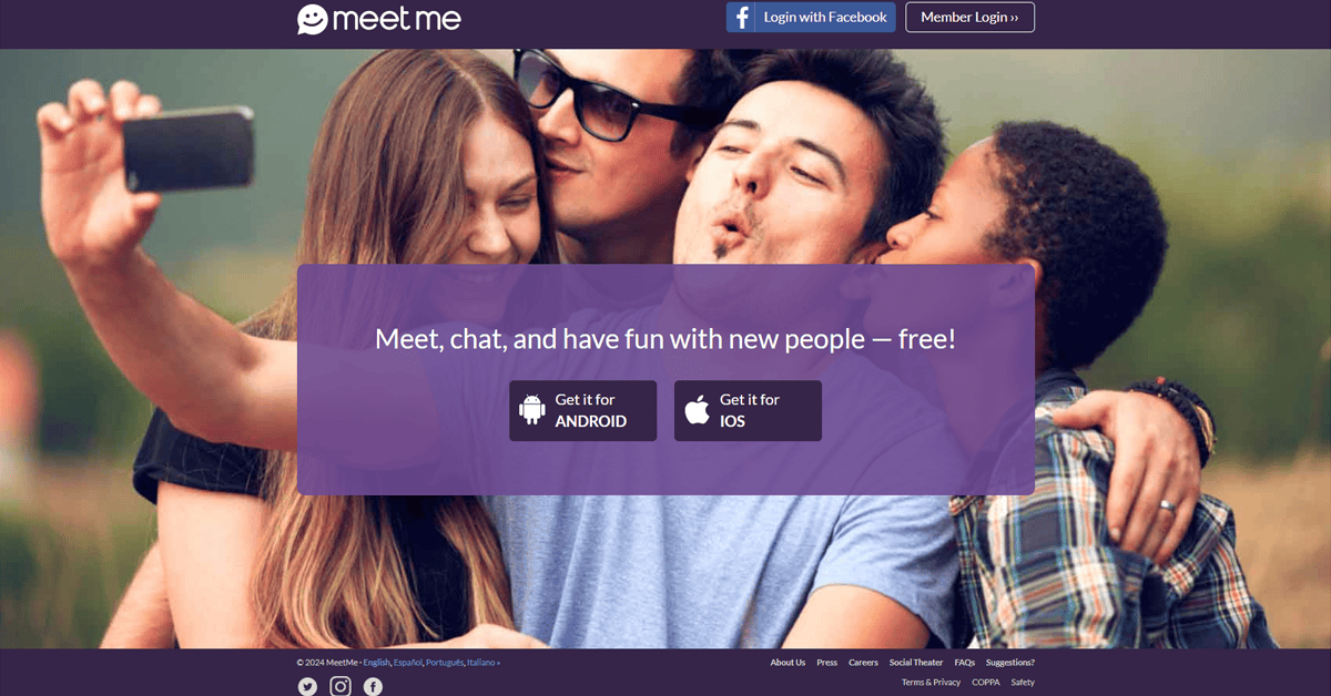 MeetMe Homepage Screenshot