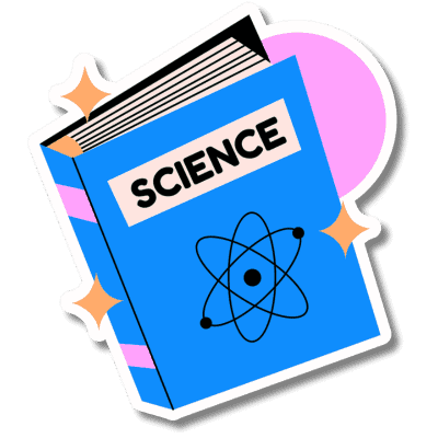 blue science book with stars