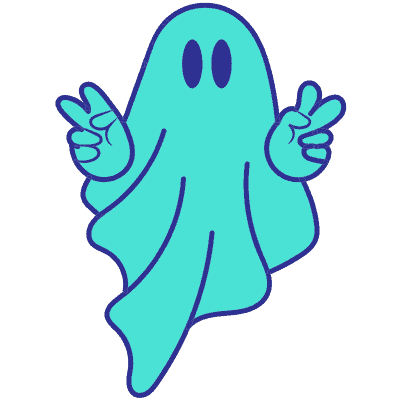 ghost holding up peace signs
