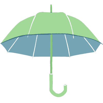 green and blue umbrella