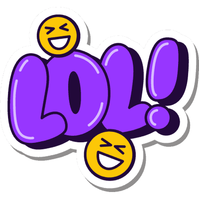 purple LOL sticker with laughing emojis