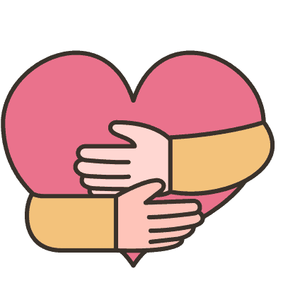 arms hugging heart