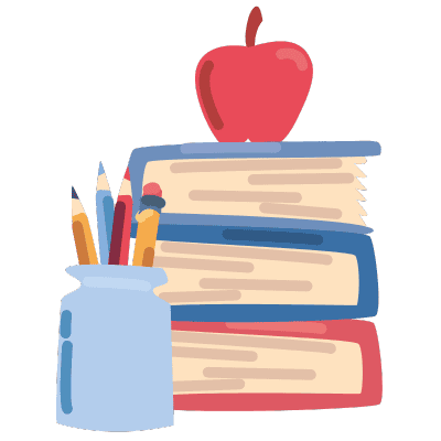 books with apple on top