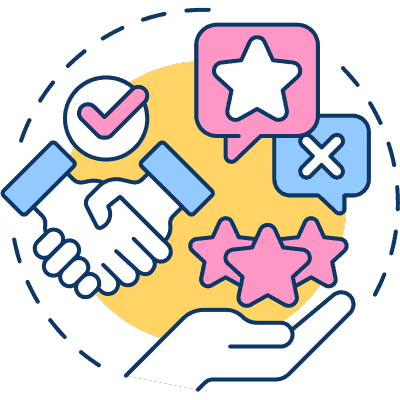 handshake and hand holding stars icon
