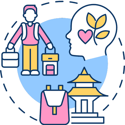 person growing and traveling icon