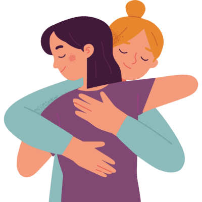 two friends hugging