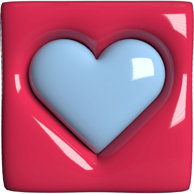 blue heart in pink box