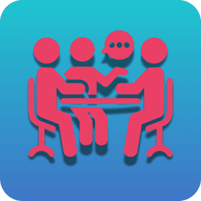 group of people talking at table icon