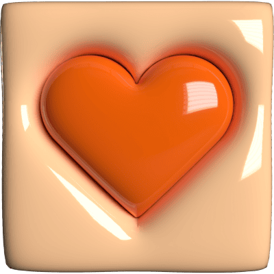 orange heart in orange box