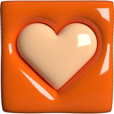 orange heart in orange box