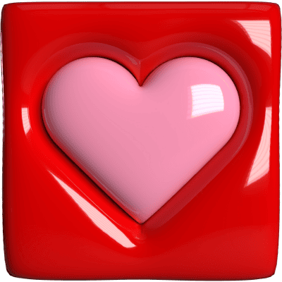 pink heart in red box