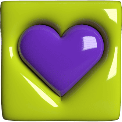 purple heart in green box