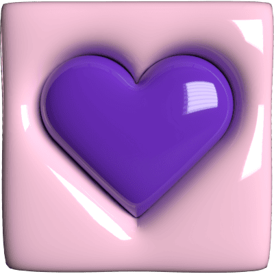 purple heart in pink box