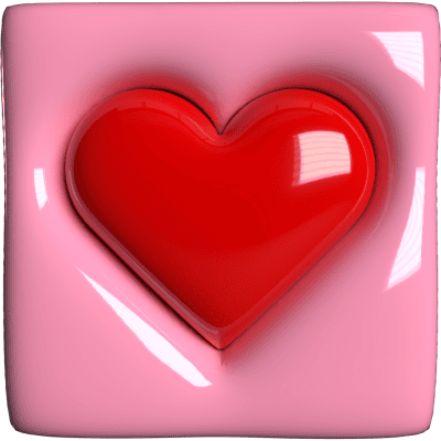 red heart in pink box