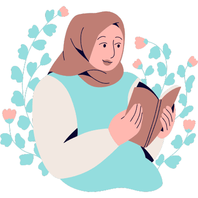 woman reading books with flowers around them