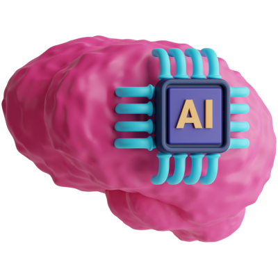 3d ai brain icon