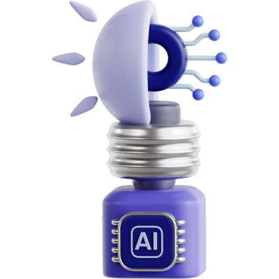 3d ai lightbulb icon