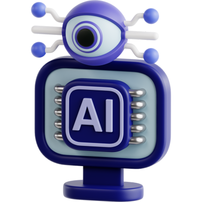 3d eyeball ai icon