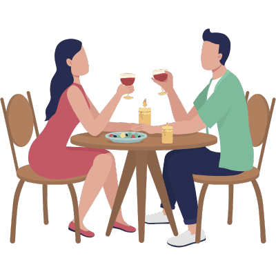 man and woman eating dinner together