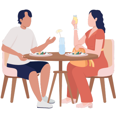 man and woman on date