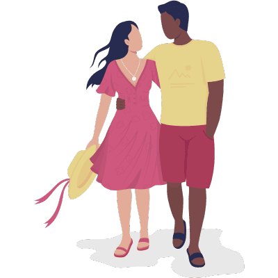 man and woman walking together