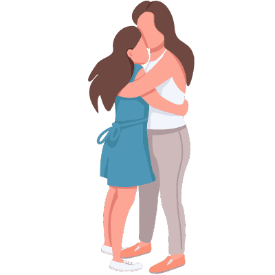 woman hugging daughter