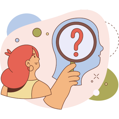 woman looking at question mark