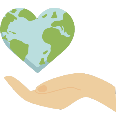 hand holding globe heart