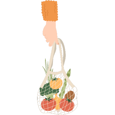 hand holding mesh bag of veggies