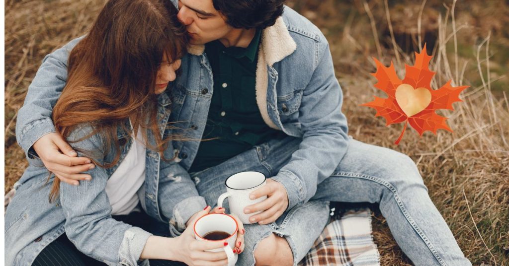 man and woman on fall date