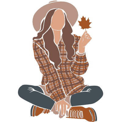 woman wearing plaid holding leaf