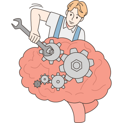 man working on brain