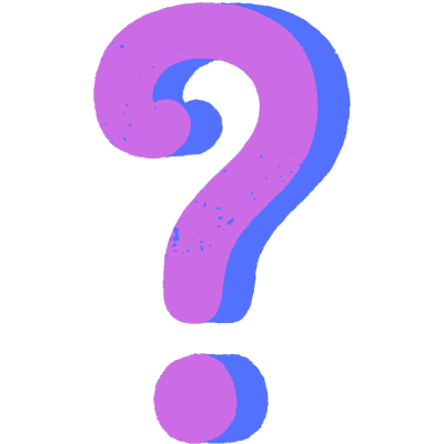 purple and blue question mark