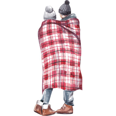 couple wrapped in blanket