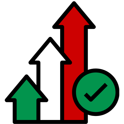 three up arrows and checkmark