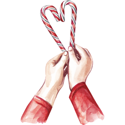 two people making heart with candy canes