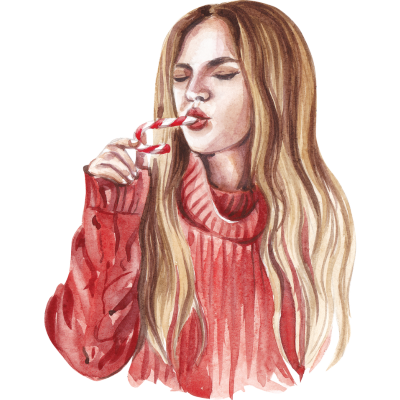 woman eating candy cane