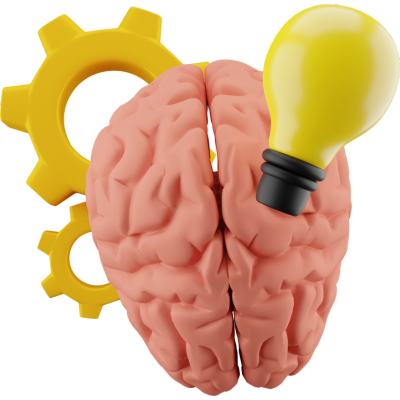 brain with lightbulb