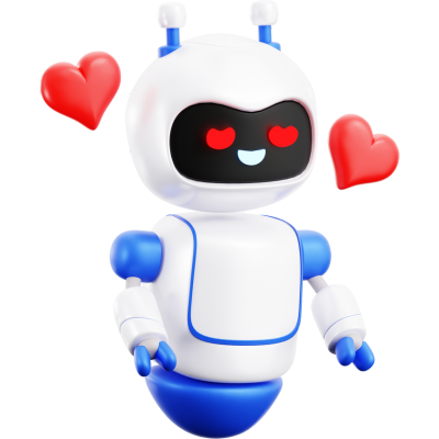 robot with hearts